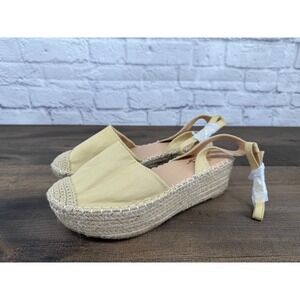 Lulus Womens Janelle Taupe Platform Espadrille Sandals Shoes Beach Vacay Size 10